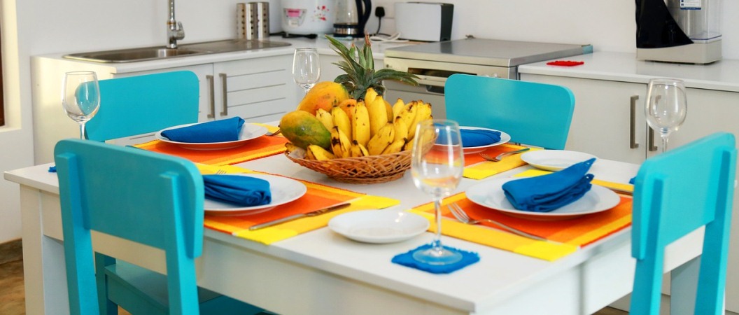 Sky Blue and White Dining Table